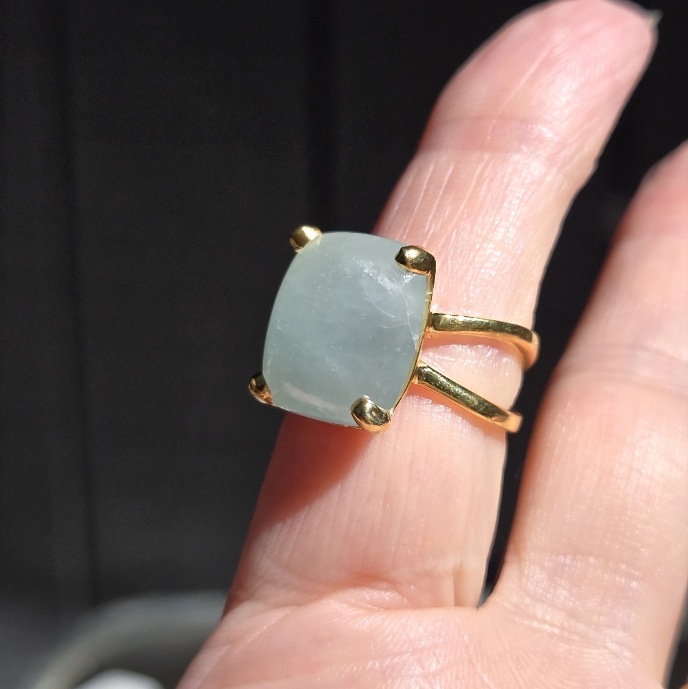 12k Aquamarine cushion cut 24k gold ring sz7 - Picture 5 of 9